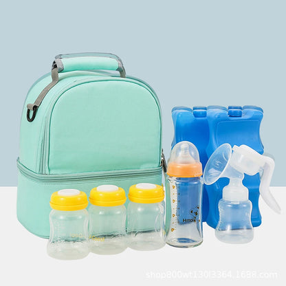 Fashion Insulation Double Layer Pack Solid Color Large Capacity Mommy Bag Travel Picnic Portable Food Handbag Baby Bags - ZOOMNSTORE
