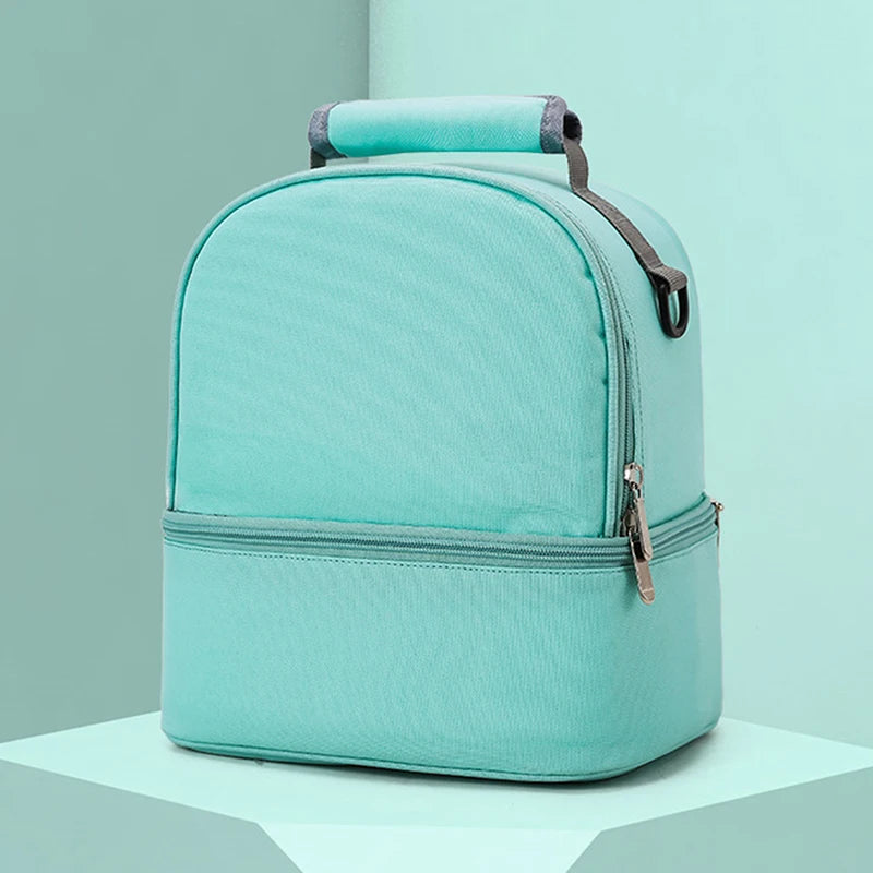 Fashion Insulation Double Layer Pack Solid Color Large Capacity Mommy Bag Travel Picnic Portable Food Handbag Baby Bags - ZOOMNSTORE