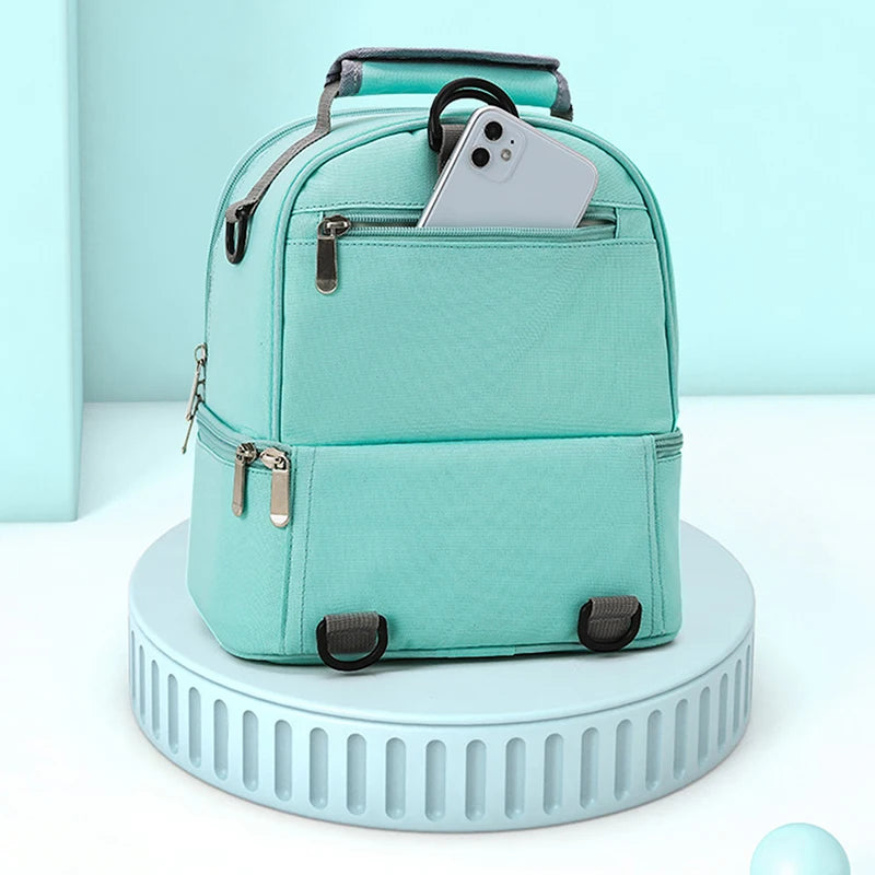 Fashion Insulation Double Layer Pack Solid Color Large Capacity Mommy Bag Travel Picnic Portable Food Handbag Baby Bags - ZOOMNSTORE
