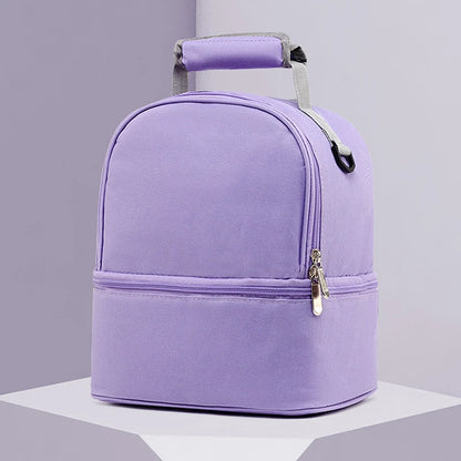 Fashion Insulation Double Layer Pack Solid Color Large Capacity Mommy Bag Travel Picnic Portable Food Handbag Baby Bags - ZOOMNSTORE
