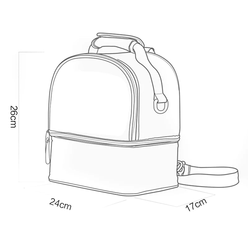 Fashion Insulation Double Layer Pack Solid Color Large Capacity Mommy Bag Travel Picnic Portable Food Handbag Baby Bags - ZOOMNSTORE