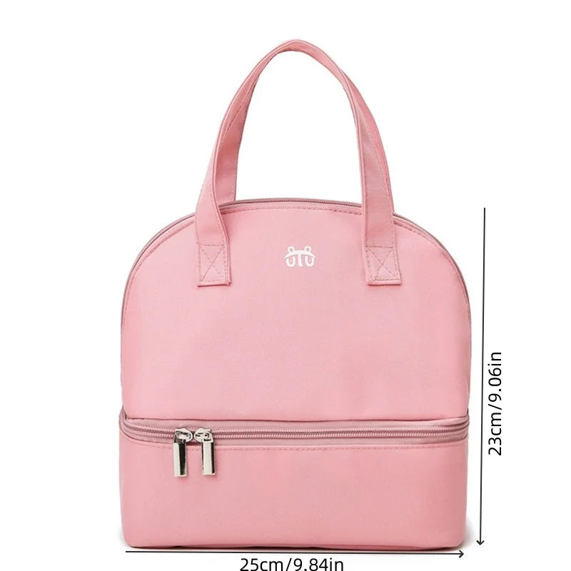 Fashion Insulation Double Layer Pack Solid Color Large Capacity Mommy Bag Travel Picnic Portable Food Handbag Baby Bags - ZOOMNSTORE