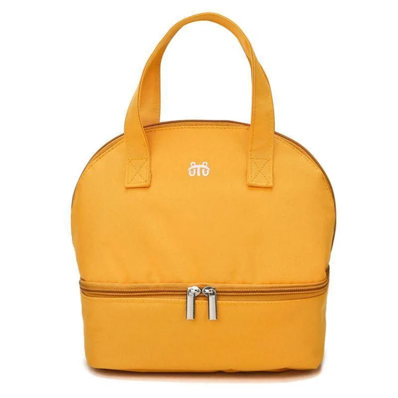 Fashion Insulation Double Layer Pack Solid Color Large Capacity Mommy Bag Travel Picnic Portable Food Handbag Baby Bags - ZOOMNSTORE
