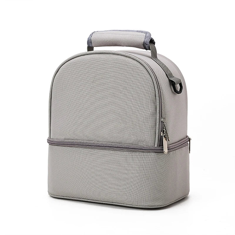Fashion Insulation Double Layer Pack Solid Color Large Capacity Mommy Bag Travel Picnic Portable Food Handbag Baby Bags - ZOOMNSTORE