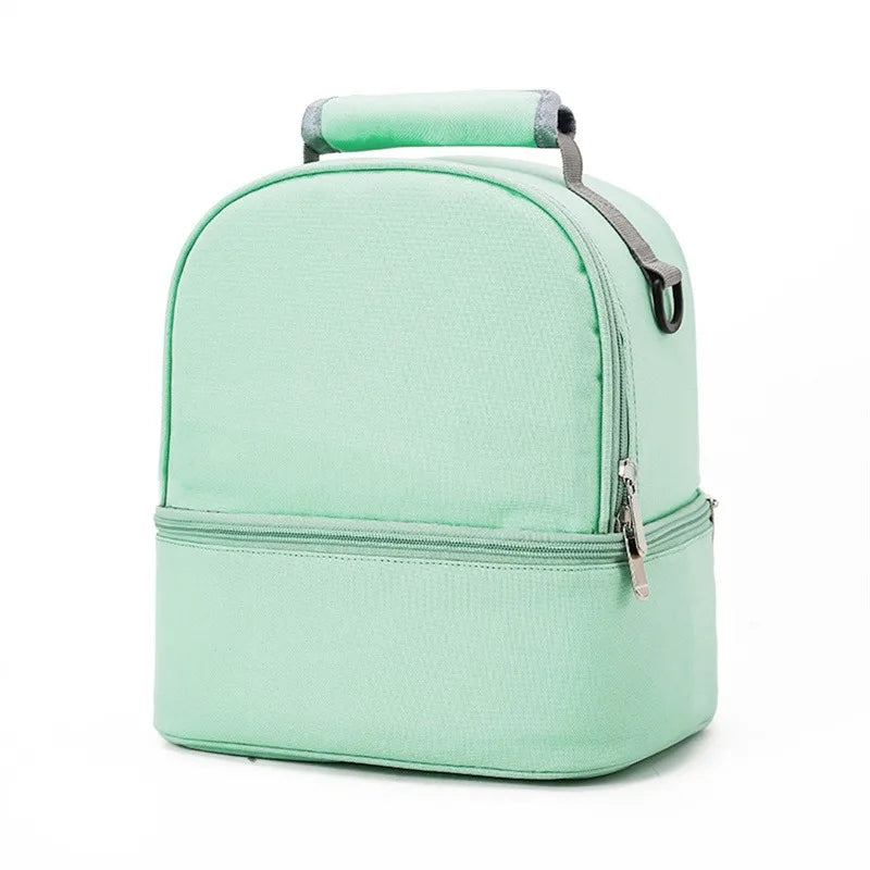 Fashion Insulation Double Layer Pack Solid Color Large Capacity Mommy Bag Travel Picnic Portable Food Handbag Baby Bags - ZOOMNSTORE