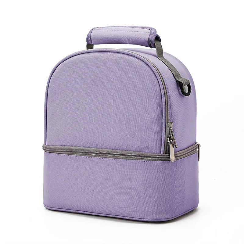 Fashion Insulation Double Layer Pack Solid Color Large Capacity Mommy Bag Travel Picnic Portable Food Handbag Baby Bags - ZOOMNSTORE