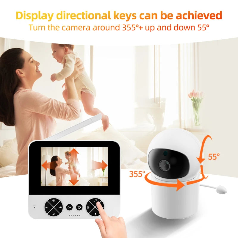 Danmini Intelligent Baby Monitor 4.3-inch IPS Color Screen Display PZT Control Night Vision Indoor Security Surveillance Camera - ZOOMNSTORE