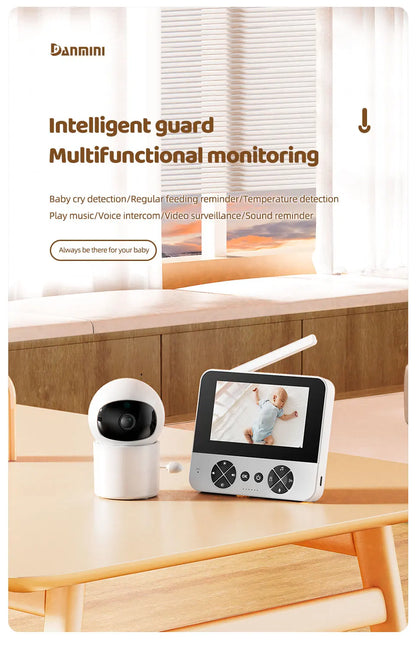 Danmini Intelligent Baby Monitor 4.3-inch IPS Color Screen Display PZT Control Night Vision Indoor Security Surveillance Camera - ZOOMNSTORE