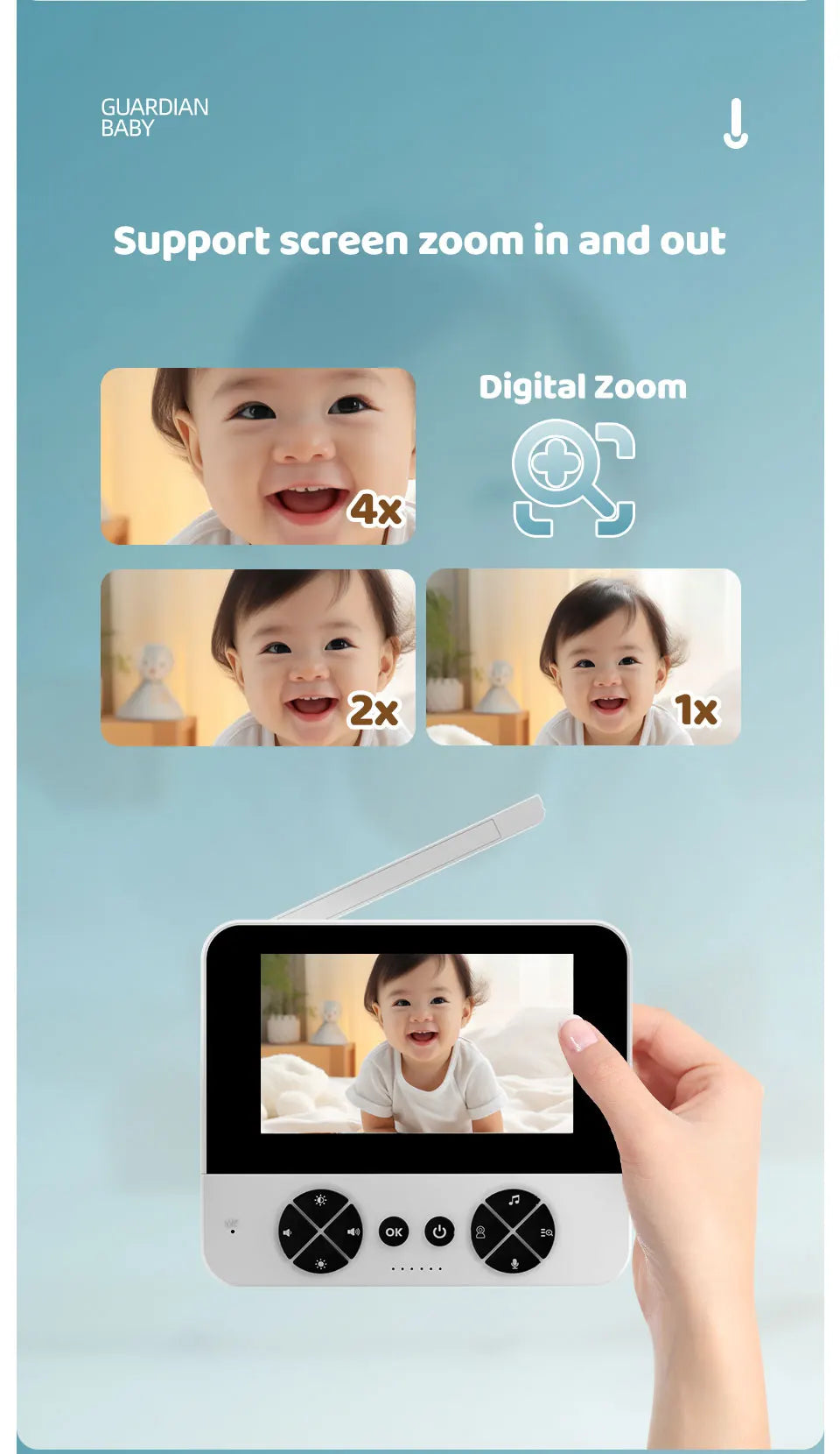 Danmini Intelligent Baby Monitor 4.3-inch IPS Color Screen Display PZT Control Night Vision Indoor Security Surveillance Camera - ZOOMNSTORE