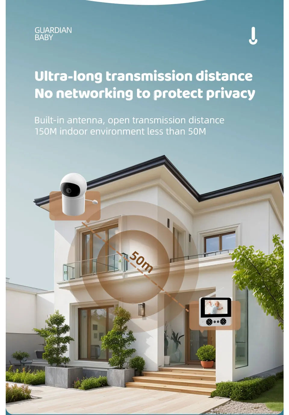 Danmini Intelligent Baby Monitor 4.3-inch IPS Color Screen Display PZT Control Night Vision Indoor Security Surveillance Camera - ZOOMNSTORE