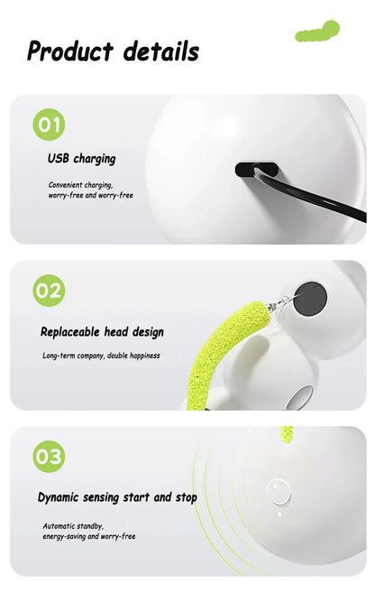 Interactive Cat Toy – Automatic Cat Teaser with Feather Tail & Mobile Swing - ZOOMNSTORE