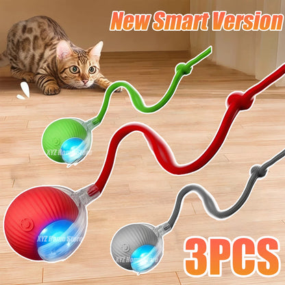 Interactive Cat Toy - Automatic Rolling Ball with Faux Tail Rechargeable Pet Training Device - ZOOMNSTORE