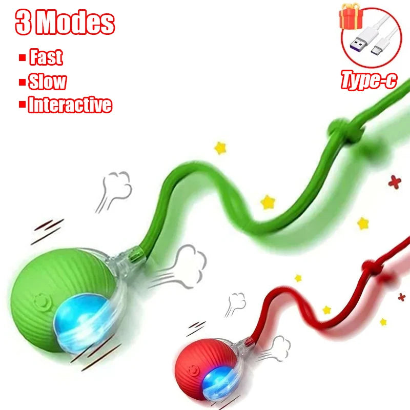 Interactive Cat Toy - Automatic Rolling Ball with Faux Tail Rechargeable Pet Training Device - ZOOMNSTORE