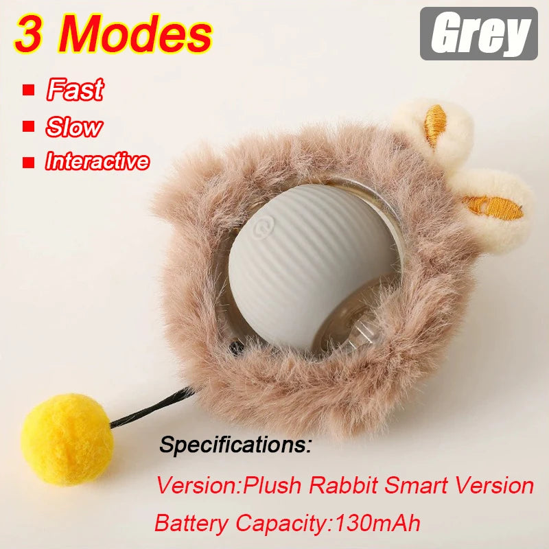 Interactive Cat Toy - Automatic Rolling Ball with Faux Tail Rechargeable Pet Training Device - ZOOMNSTORE
