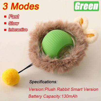 Interactive Cat Toy - Automatic Rolling Ball with Faux Tail Rechargeable Pet Training Device - ZOOMNSTORE