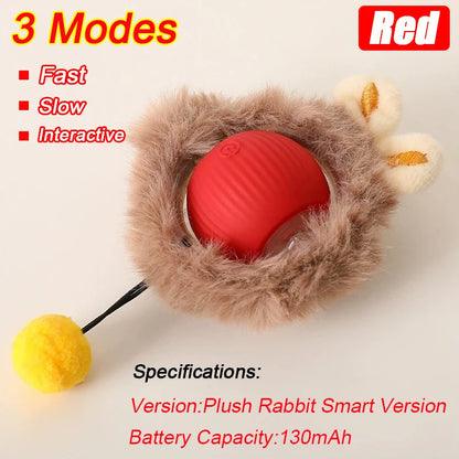 Interactive Cat Toy - Automatic Rolling Ball with Faux Tail Rechargeable Pet Training Device - ZOOMNSTORE