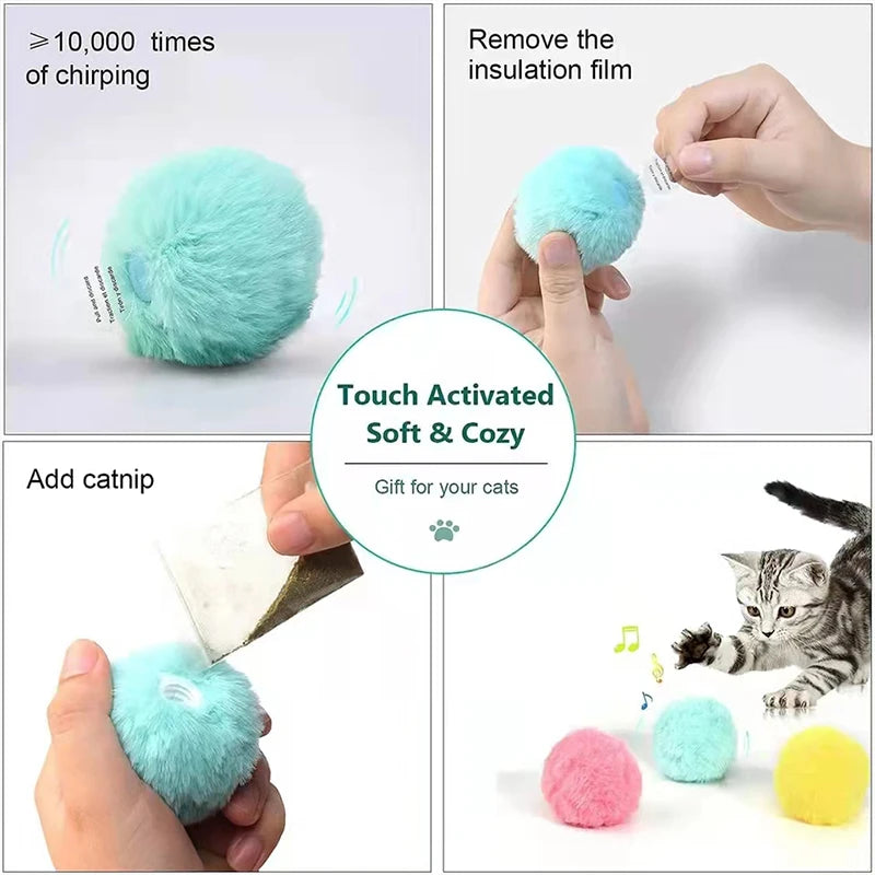 Interactive Cat Toy - Plush Electric Catnip Squeak Ball - ZOOMNSTORE