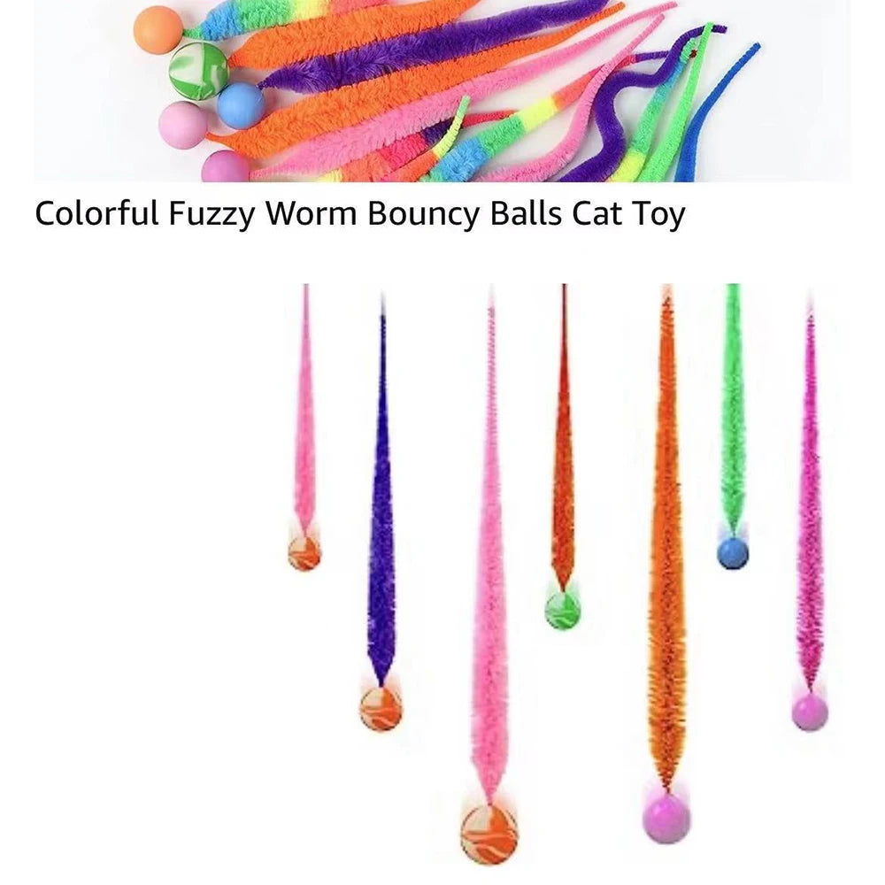 Interactive Cat Toy - Colorful Bouncing Ball & Elastic Caterpillar Puzzle for Indoor Cats - ZOOMNSTORE