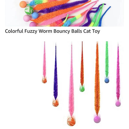 Interactive Cat Toy - Colorful Bouncing Ball & Elastic Caterpillar Puzzle for Indoor Cats - ZOOMNSTORE