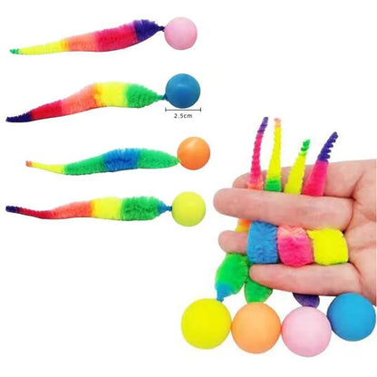 Interactive Cat Toy - Colorful Bouncing Ball & Elastic Caterpillar Puzzle for Indoor Cats - ZOOMNSTORE