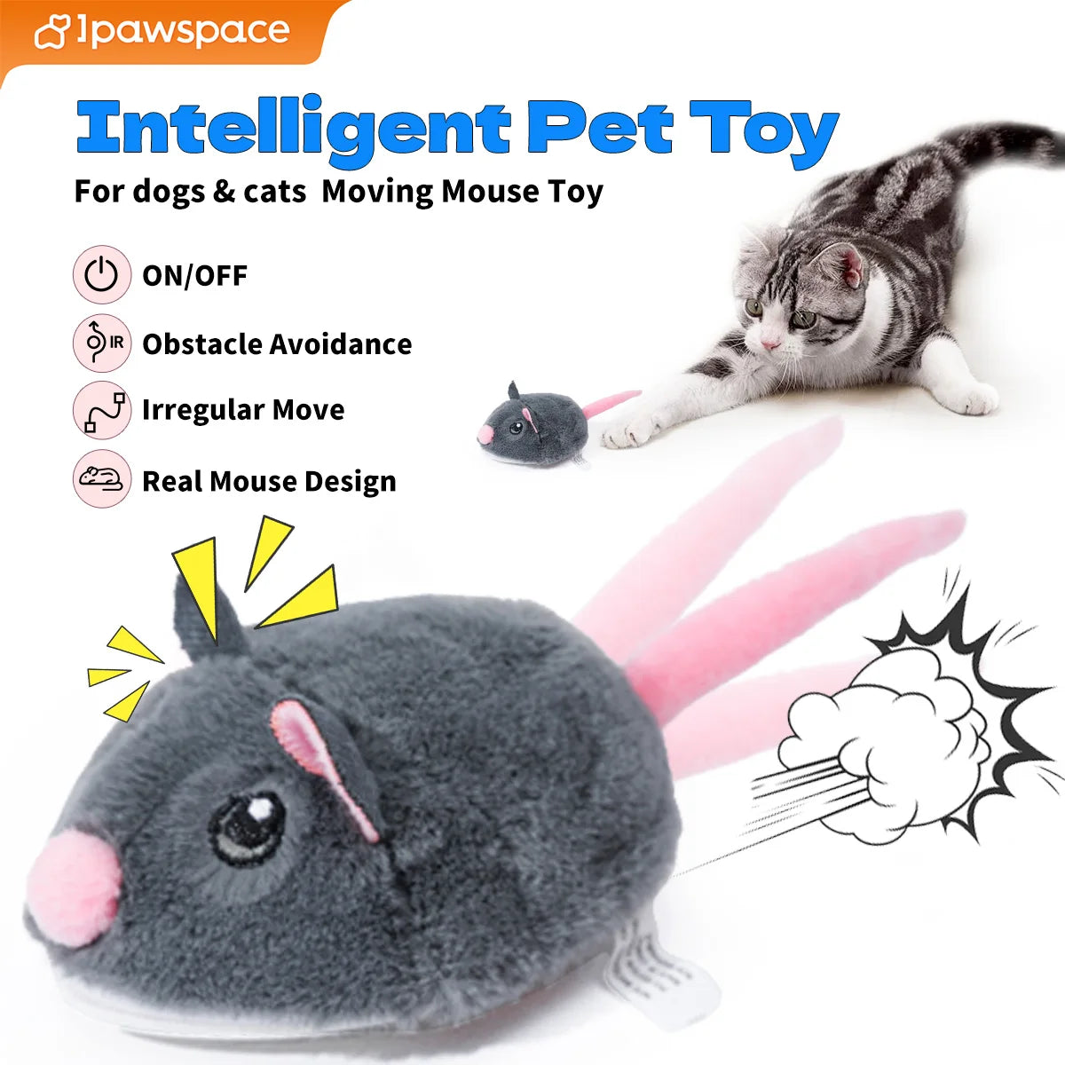 Interactive Electric Cat Mouse Toy - Plush Fast-Moving Pet Accessory - ZOOMNSTORE