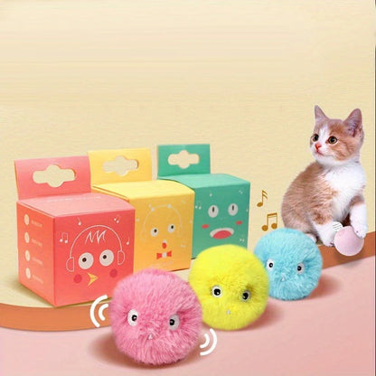 Interactive Cat Toy - Electric Plush Catnip Squeak Ball for Kitten Training - ZOOMNSTORE