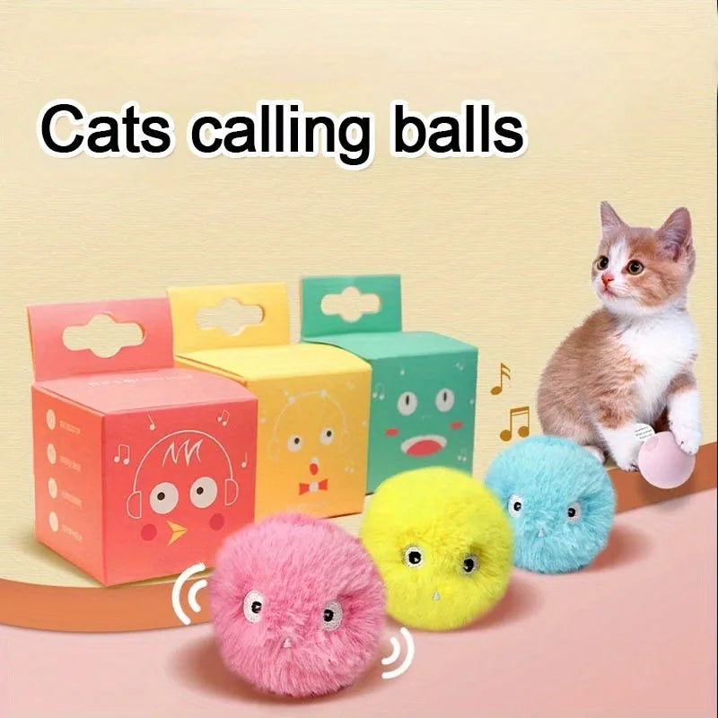 Interactive Cat Toy - Electric Plush Catnip Squeak Ball for Kitten Training - ZOOMNSTORE