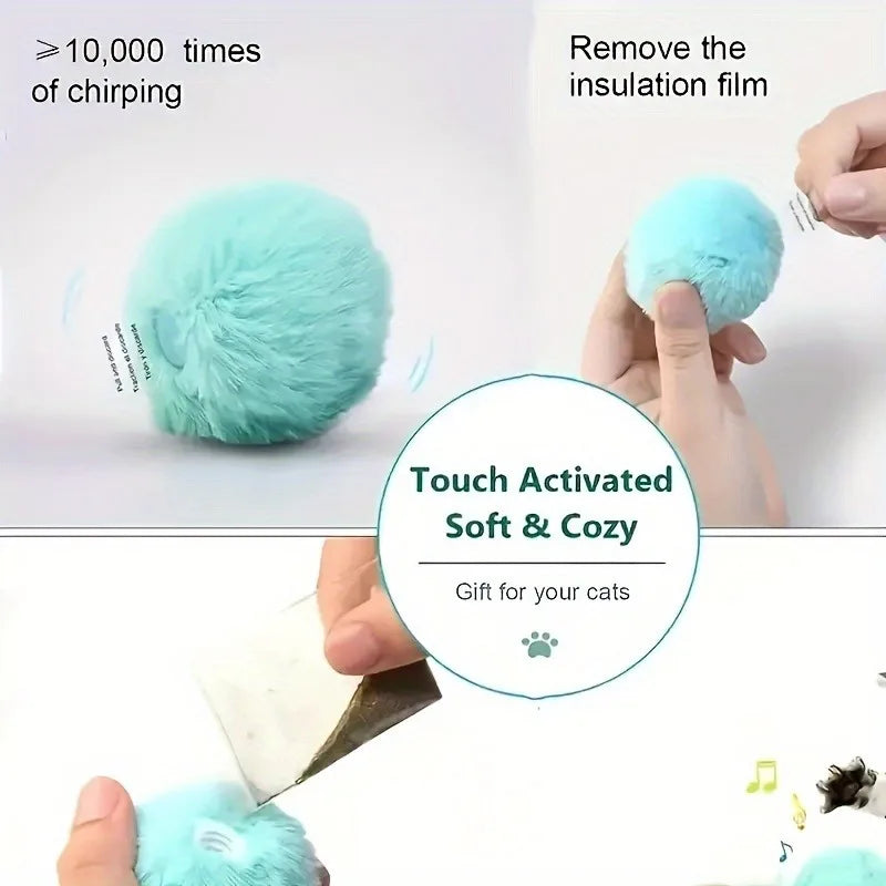 Interactive Cat Toy - Electric Plush Catnip Squeak Ball for Kitten Training - ZOOMNSTORE