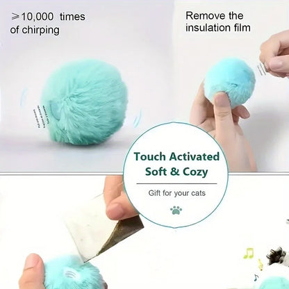 Interactive Cat Toy - Electric Plush Catnip Squeak Ball for Kitten Training - ZOOMNSTORE