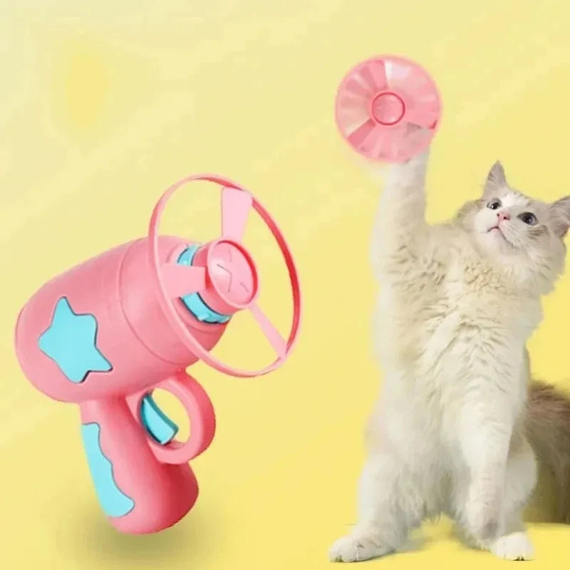 Interactive Cat Toy - Funny Mini Flying Disc Launcher for Kittens - ZOOMNSTORE