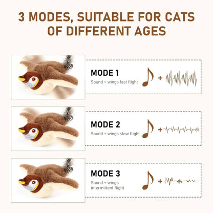 Interactive Cat Toy - Rechargeable Flapping Bird with Catnip - ZOOMNSTORE