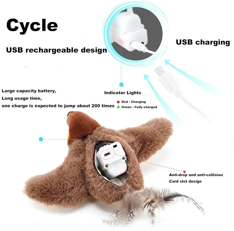 Interactive Cat Toy - Rechargeable Flapping Bird with Catnip - ZOOMNSTORE