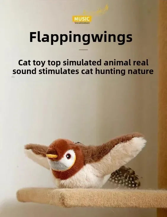 Interactive Cat Toy - Rechargeable Plush Bird With Catnip, Chirping & Flapping Wings - ZOOMNSTORE