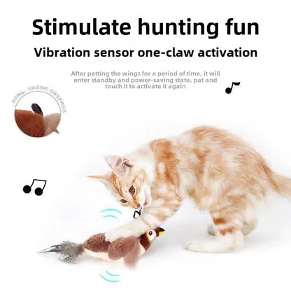 Interactive Cat Toy - Rechargeable Plush Bird With Catnip, Chirping & Flapping Wings - ZOOMNSTORE