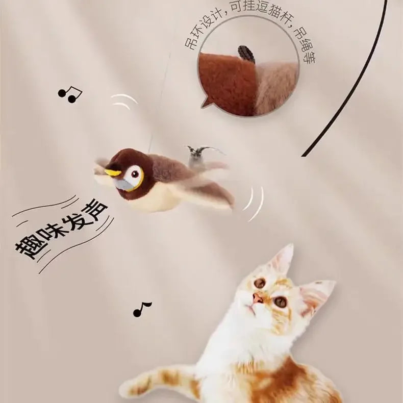 Interactive Cat Toy - Rechargeable Plush Bird With Catnip, Chirping & Flapping Wings - ZOOMNSTORE