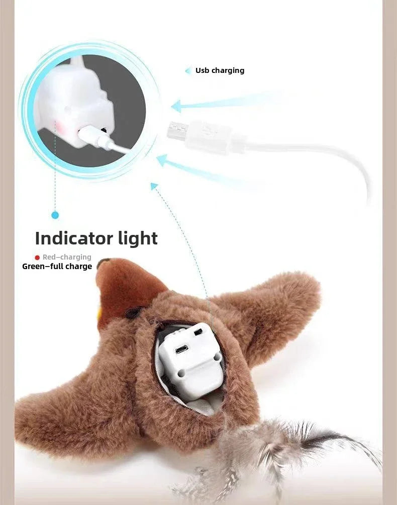 Interactive Cat Toy - Rechargeable Plush Bird With Catnip, Chirping & Flapping Wings - ZOOMNSTORE