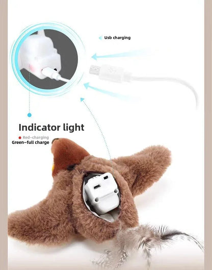 Interactive Cat Toy - Rechargeable Plush Bird With Catnip, Chirping & Flapping Wings - ZOOMNSTORE