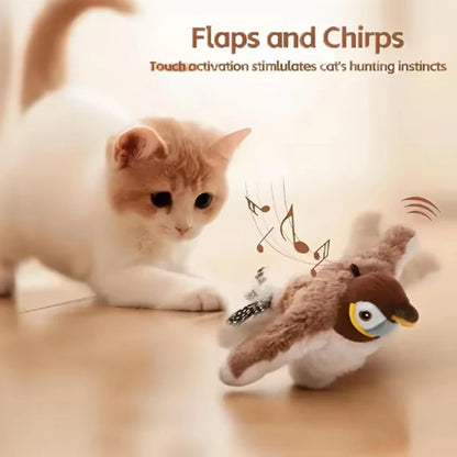 Interactive Cat Toy - Rechargeable Plush Chirping Bird for Indoor Play - ZOOMNSTORE
