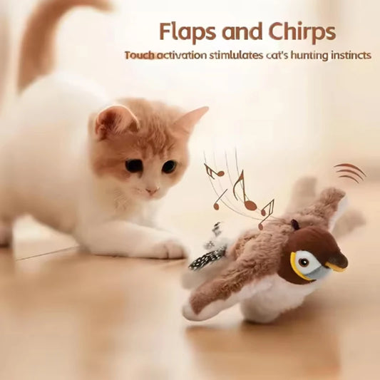 Interactive Cat Toy - Rechargeable Plush Chirping Bird for Indoor Play - ZOOMNSTORE