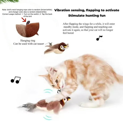 Interactive Cat Toy - Rechargeable Plush Chirping Bird for Indoor Play - ZOOMNSTORE