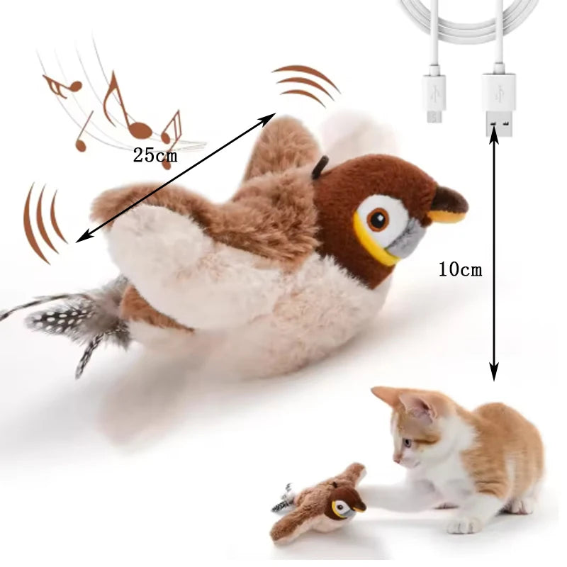 Interactive Cat Toy - Rechargeable Plush Chirping Bird for Indoor Play - ZOOMNSTORE