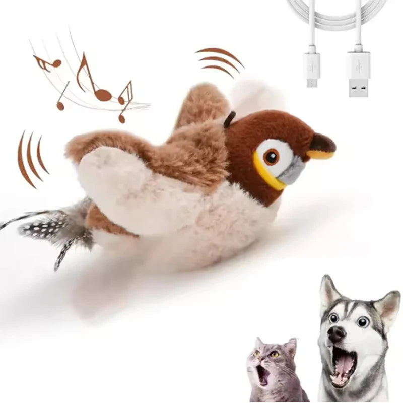 Interactive Cat Toy - Rechargeable Plush Chirping Bird for Indoor Play - ZOOMNSTORE