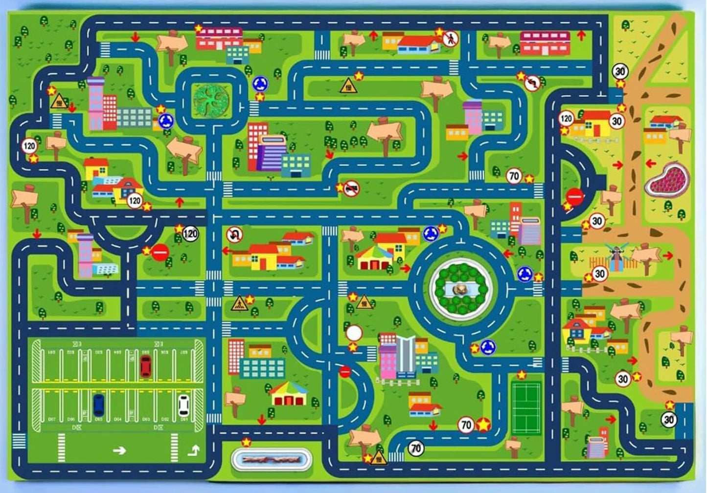 Interactive City Traffic Rug – Soft Flannel Playroom Floor Mat for Kids’ Activity - ZOOMNSTORE
