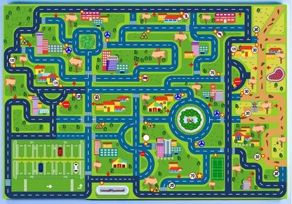 Interactive City Traffic Rug – Soft Flannel Playroom Floor Mat for Kids’ Activity - ZOOMNSTORE