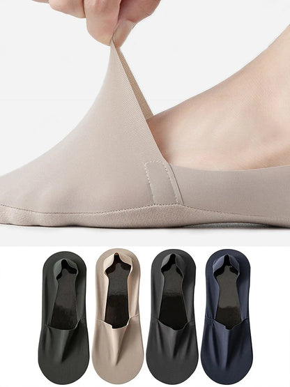 Ice Silk Low Cut Boat Socks - 4 Pairs Anti-Slip Summer Socks - ZOOMNSTORE
