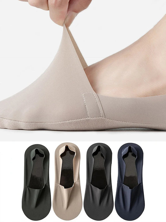 Ice Silk Low Cut Boat Socks - 4 Pairs Anti-Slip Summer Socks - ZOOMNSTORE