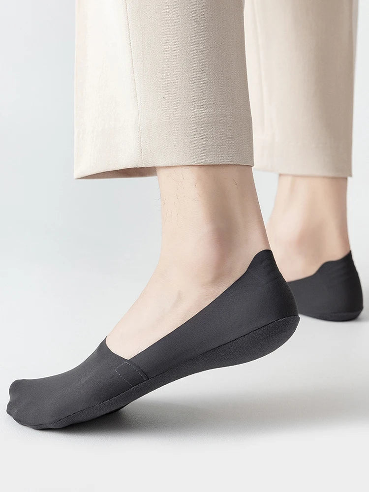 Ice Silk Low Cut Boat Socks - 4 Pairs Anti-Slip Summer Socks - ZOOMNSTORE