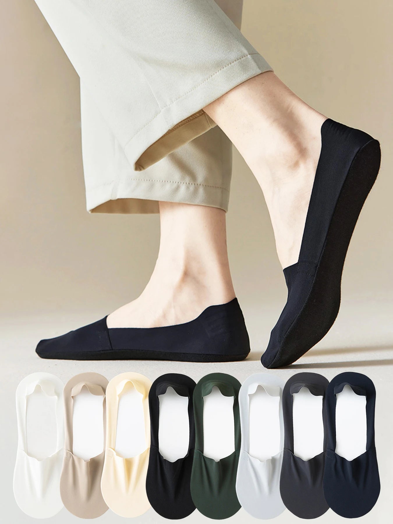 Ice Silk Low Cut Boat Socks - 4 Pairs Anti-Slip Summer Socks - ZOOMNSTORE