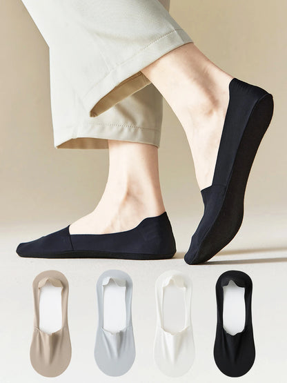 Ice Silk Low Cut Boat Socks - 4 Pairs Anti-Slip Summer Socks - ZOOMNSTORE