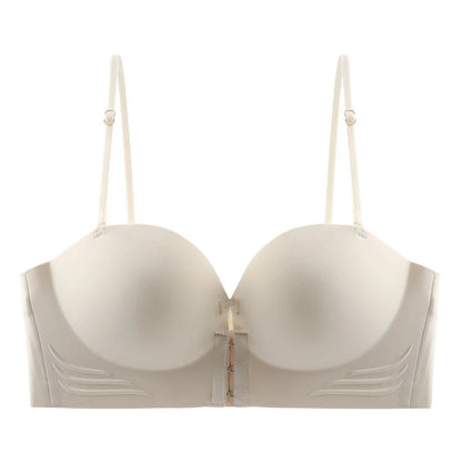 Invisible Push Up Bra - Front Closure Strapless Seamless Bralette for Women - ZOOMNSTORE